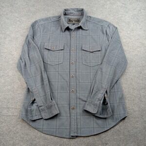 True Grit Shirt Mens Large Gray Flannel Plaid Button Front Long Sleeve Casual